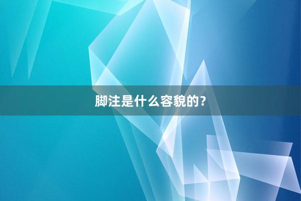 脚注是什么容貌的？