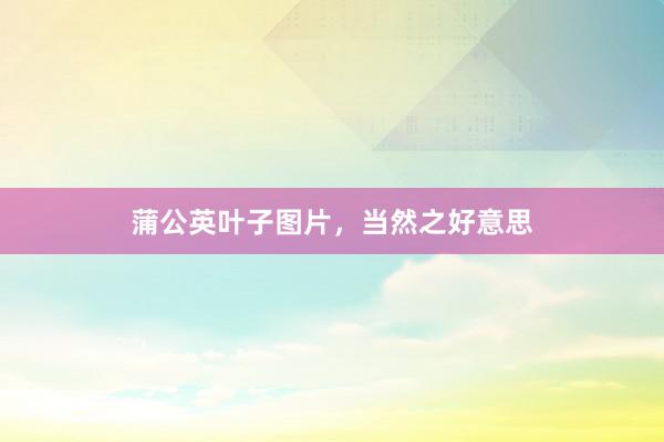 蒲公英叶子图片，当然之好意思